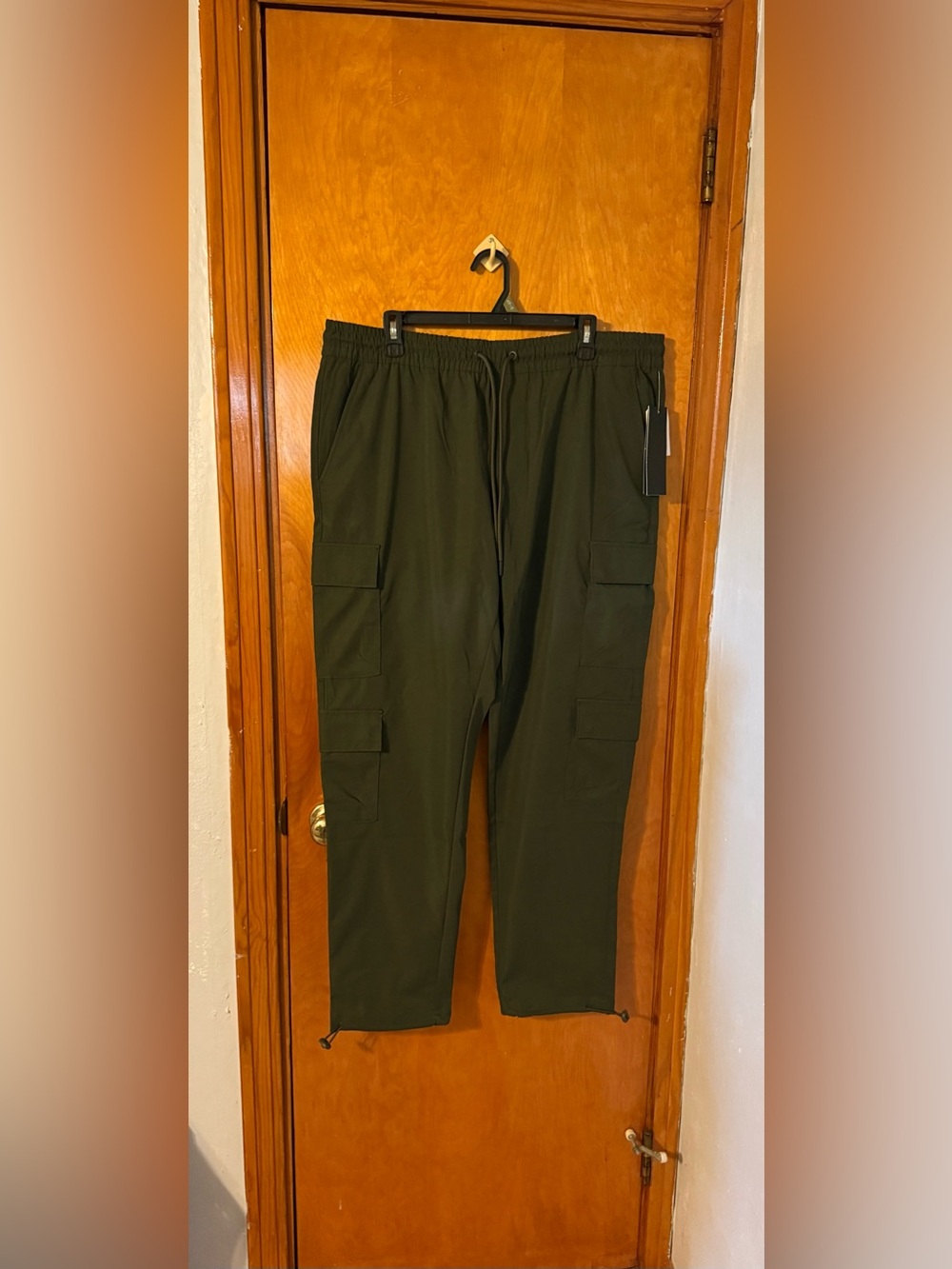Tahari Women’s Olive Cargo Pants with Drawstring Waist Size XL